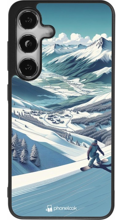 Samsung Galaxy S24 Case Hülle - Silikon schwarz Snowboarder Berg