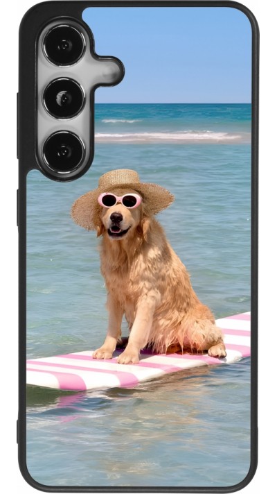 Samsung Galaxy S24 Case Hülle - Silikon schwarz Summer Dog on Paddle