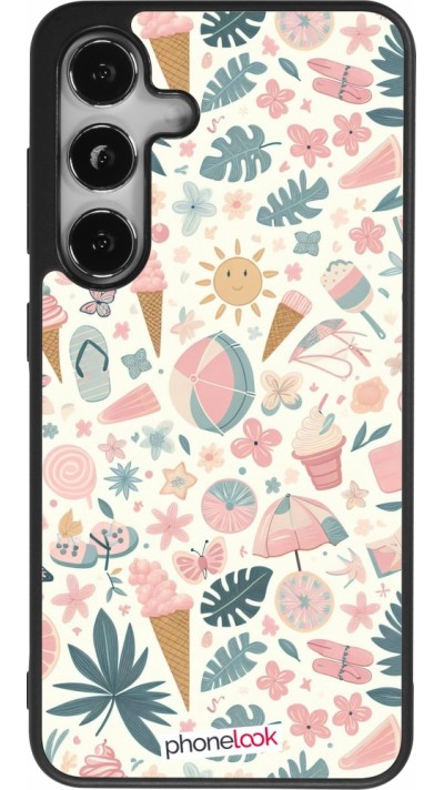 Samsung Galaxy S24 Case Hülle - Silikon schwarz Sommer Pink Muster