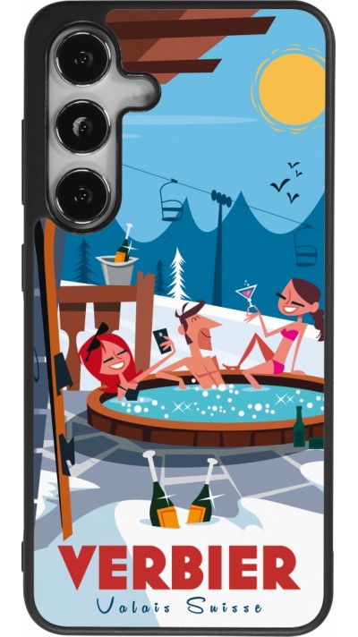 Coque Samsung Galaxy S24 - Silicone rigide noir Verbier Mountain Jacuzzi