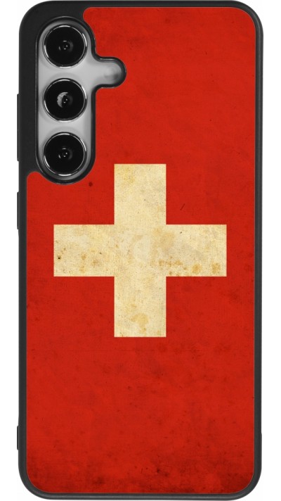 Samsung Galaxy S24 Case Hülle - Silikon schwarz Vintage Flag SWISS