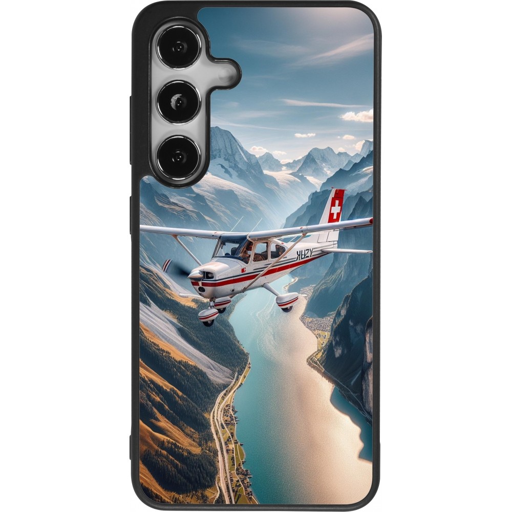 Samsung Galaxy S24 Case Hülle - Silikon schwarz Schweizer Alpenflug