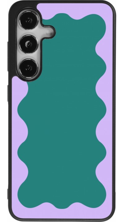 Samsung Galaxy S24 Case Hülle - Silikon schwarz Wavy Rectangle Green Purple