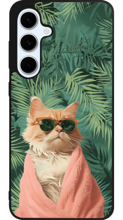 Samsung Galaxy S24 FE Case Hülle - Silikon schwarz Cat Summer Palms