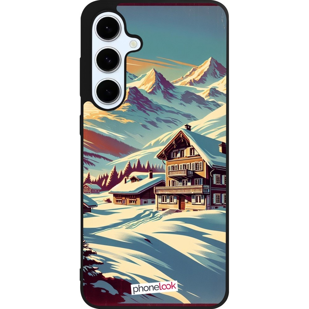 Samsung Galaxy S24 FE Case Hülle - Silikon schwarz Chalet Berg verschneit