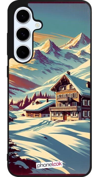 Samsung Galaxy S24 FE Case Hülle - Silikon schwarz Chalet Berg verschneit