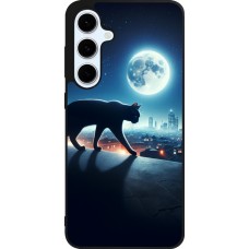 Samsung Galaxy S24 FE Case Hülle - Silikon schwarz Schwarze Katze unter dem Vollmond