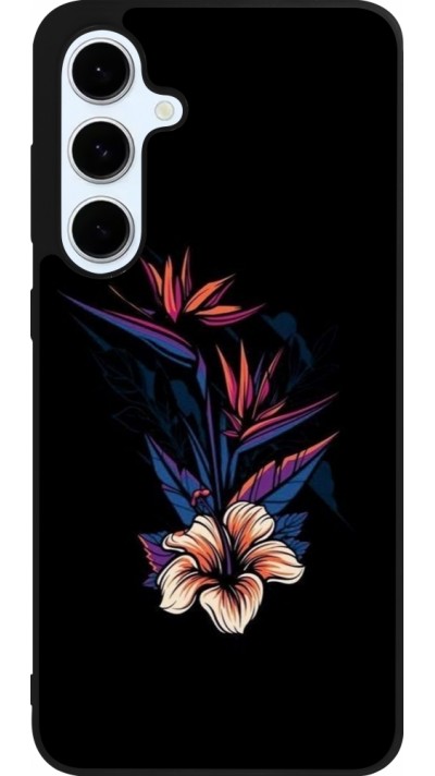 Samsung Galaxy S24 FE Case Hülle - Silikon schwarz Dark Flowers