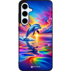 Samsung Galaxy S24 FE Case Hülle - Silikon schwarz Glücklicher Regenbogen-Delfin