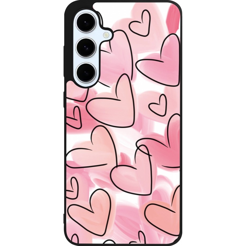 Samsung Galaxy S24 FE Case Hülle - Silikon schwarz Easter 2023 pink hearts