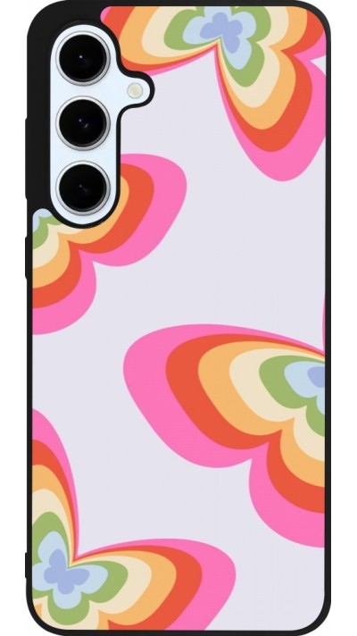 Samsung Galaxy S24 FE Case Hülle - Silikon schwarz Easter 2024 rainbow butterflies