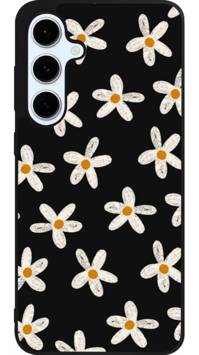 Samsung Galaxy S24 FE Case Hülle - Silikon schwarz Easter 2024 white on black flower