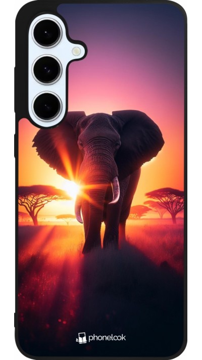 Samsung Galaxy S24 FE Case Hülle - Silikon schwarz Elefant Sonnenaufgang Schönheit