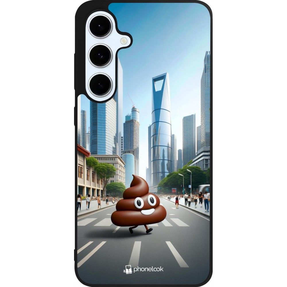 Samsung Galaxy S24 FE Case Hülle - Silikon schwarz Kackhaufen Emoji Spaziergang