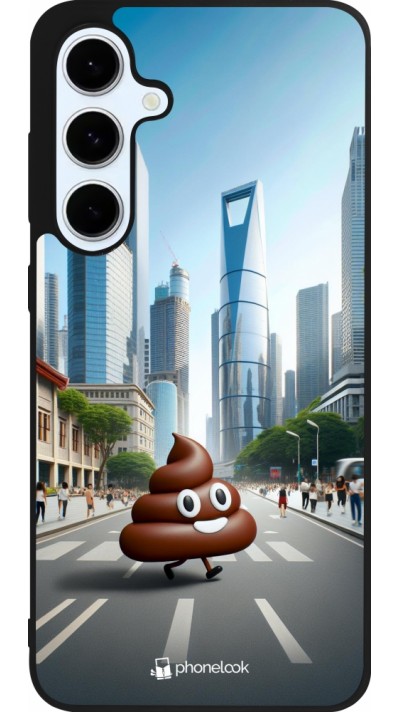 Samsung Galaxy S24 FE Case Hülle - Silikon schwarz Kackhaufen Emoji Spaziergang