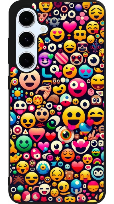 Samsung Galaxy S24 FE Case Hülle - Silikon schwarz Emoji Mix Farbe