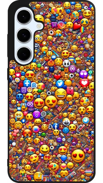 Samsung Galaxy S24 FE Case Hülle - Silikon schwarz Emoji gemischt