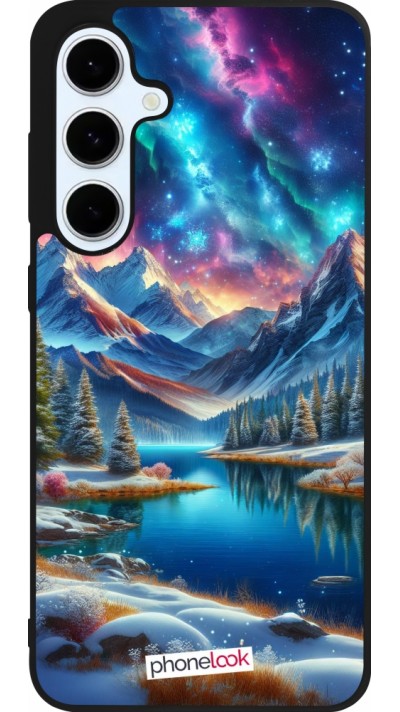 Samsung Galaxy S24 FE Case Hülle - Silikon schwarz Fantasiebergsee Himmel Sterne