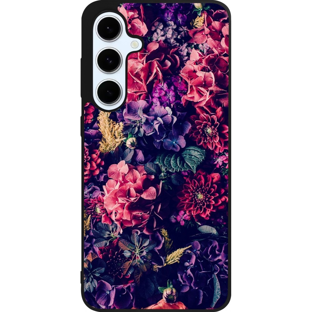 Samsung Galaxy S24 FE Case Hülle - Silikon schwarz Flowers Dark