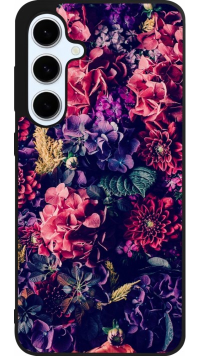 Samsung Galaxy S24 FE Case Hülle - Silikon schwarz Flowers Dark