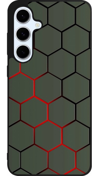 Samsung Galaxy S24 FE Case Hülle - Silikon schwarz Geometric Line red