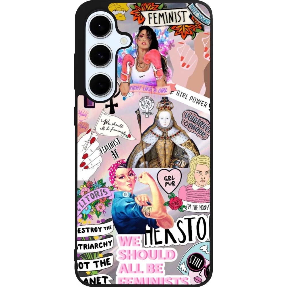 Samsung Galaxy S24 FE Case Hülle - Silikon schwarz Girl Power Collage