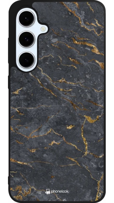 Samsung Galaxy S24 FE Case Hülle - Silikon schwarz Grey Gold Marble