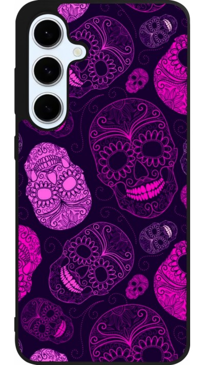 Samsung Galaxy S24 FE Case Hülle - Silikon schwarz Halloween 2023 pink skulls