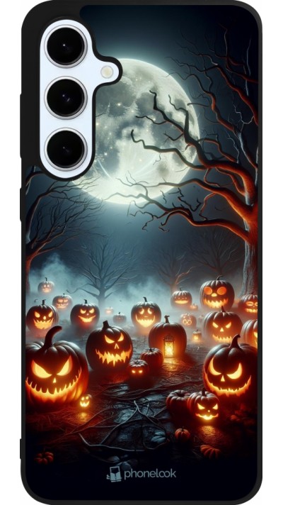 Samsung Galaxy S24 FE Case Hülle - Silikon schwarz Halloween 2024 Viele Kuerbisse