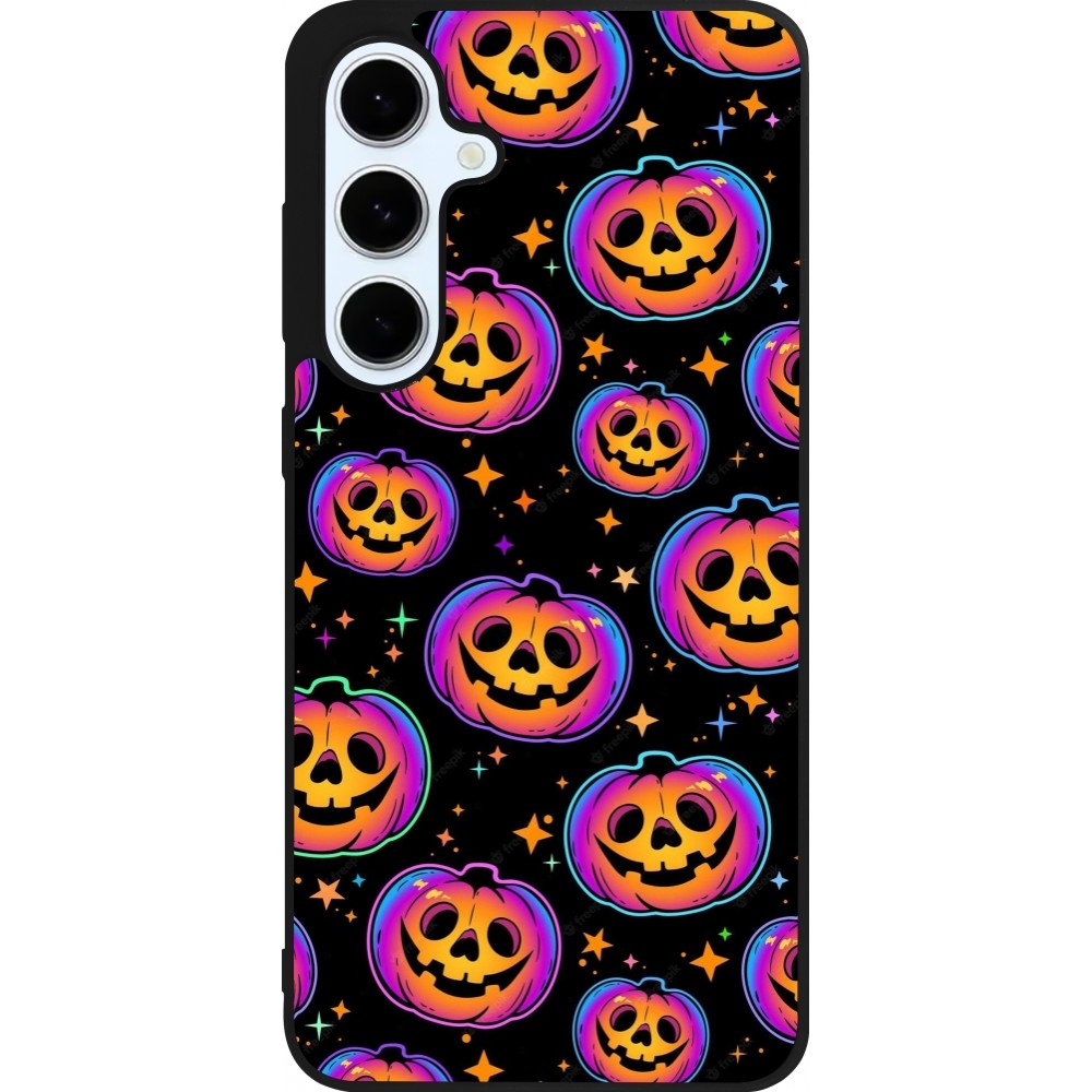 Samsung Galaxy S24 FE Case Hülle - Silikon schwarz Halloween 2024 rainbow pumpkins