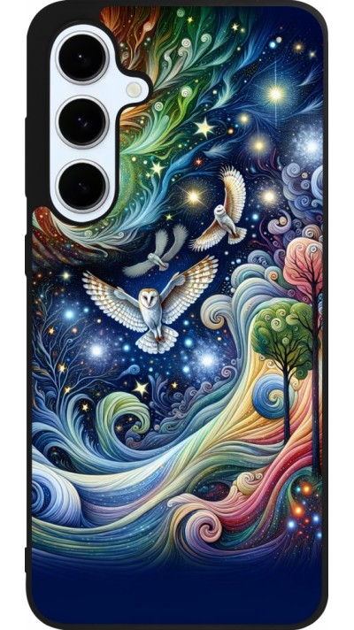 Samsung Galaxy S24 FE Case Hülle - Silikon schwarz Fliegender Blumen-Eule