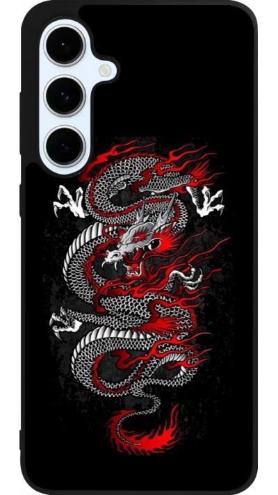 Samsung Galaxy S24 FE Case Hülle - Silikon schwarz Japanese style Dragon Tattoo Red Black