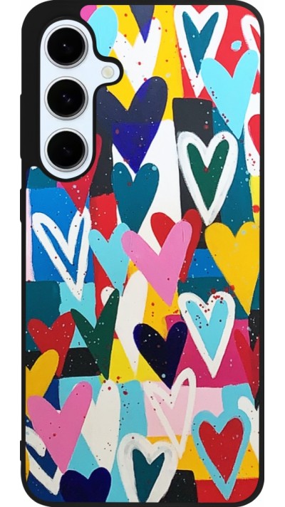 Samsung Galaxy S24 FE Case Hülle - Silikon schwarz Joyful Hearts