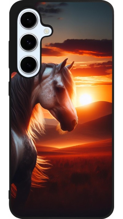 Samsung Galaxy S24 FE Case Hülle - Silikon schwarz Majestätischer Sonnenuntergang Pferd