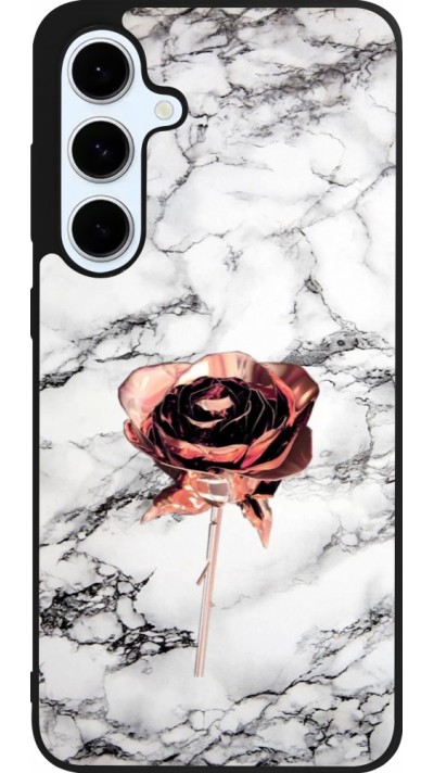 Samsung Galaxy S24 FE Case Hülle - Silikon schwarz Marble Rose Gold