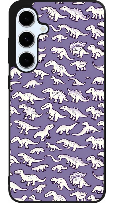 Samsung Galaxy S24 FE Case Hülle - Silikon schwarz Mini-Dino-Muster violett