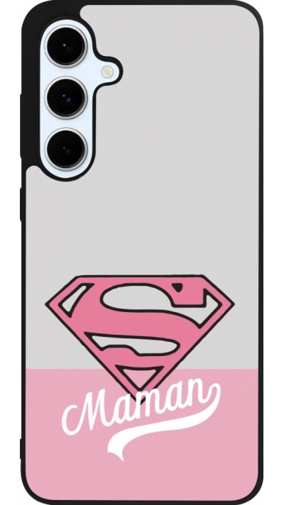 Samsung Galaxy S24 FE Case Hülle - Silikon schwarz Mom 2024 Super hero maman