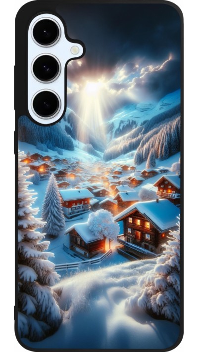 Samsung Galaxy S24 FE Case Hülle - Silikon schwarz Berg Schnee Licht