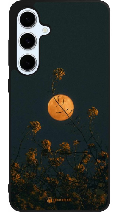 Samsung Galaxy S24 FE Case Hülle - Silikon schwarz Moon Flowers