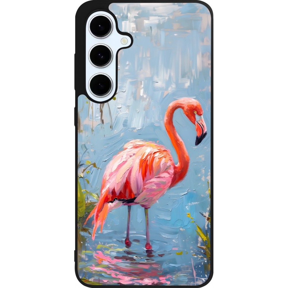 Samsung Galaxy S24 FE Case Hülle - Silikon schwarz Paint Flamingo