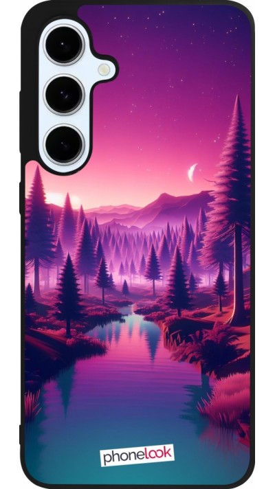 Samsung Galaxy S24 FE Case Hülle - Silikon schwarz Lila-rosa Landschaft