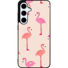 Samsung Galaxy S24 FE Case Hülle - Silikon schwarz Pink Flamingos Pattern