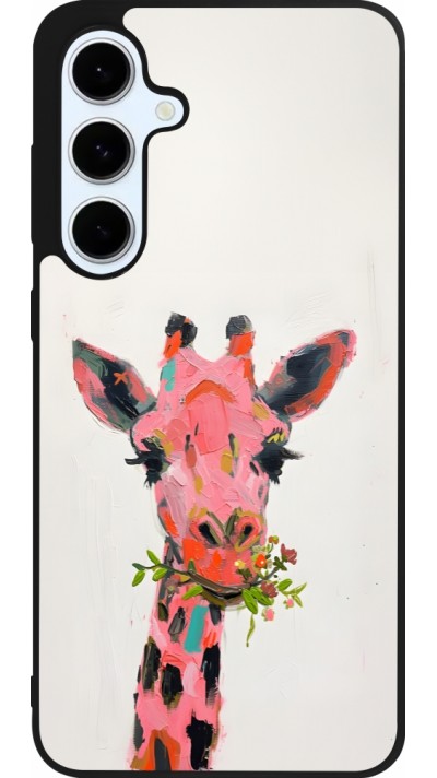 Samsung Galaxy S24 FE Case Hülle - Silikon schwarz Pink Girafe Paint