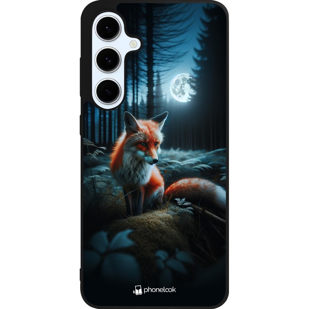 Samsung Galaxy S24 FE Case Hülle - Silikon schwarz Fuchs Mond Wald