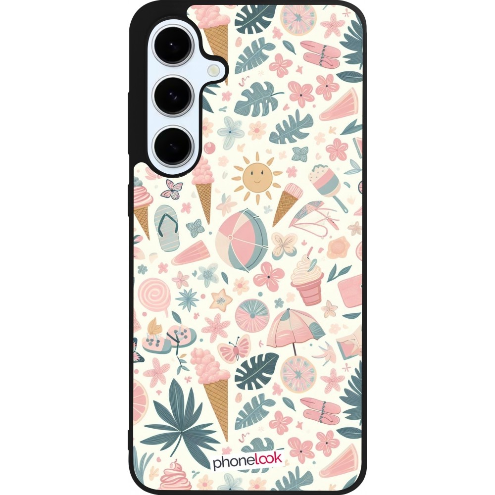 Samsung Galaxy S24 FE Case Hülle - Silikon schwarz Sommer Pink Muster