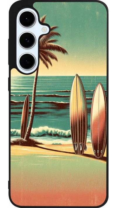 Coque Samsung Galaxy S24 FE - Silicone rigide noir Surf Paradise