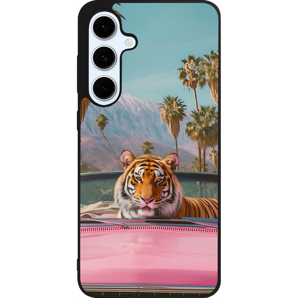 Samsung Galaxy S24 FE Case Hülle - Silikon schwarz Tiger Auto rosa