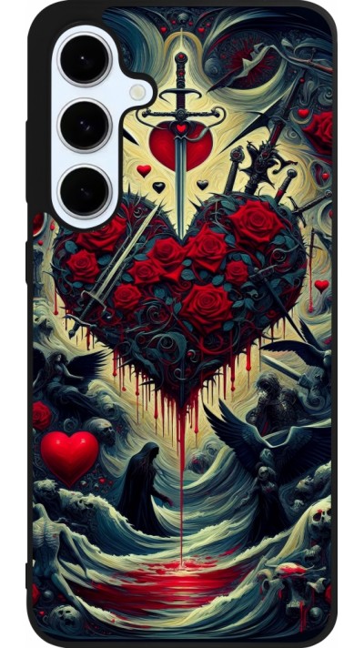 Samsung Galaxy S24 FE Case Hülle - Silikon schwarz Dunkle Liebe Herz Blut