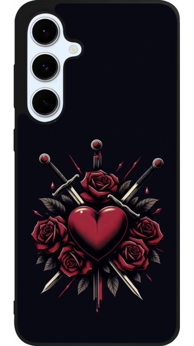 Coque Samsung Galaxy S24 FE - Silicone rigide noir Valentine 2024 gothic love