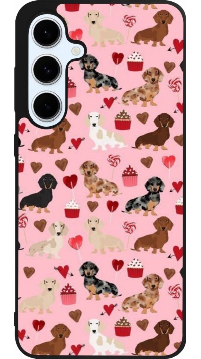 Coque Samsung Galaxy S24 FE - Silicone rigide noir Valentine 2024 puppy love